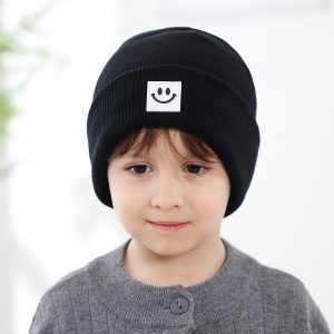 Baby Knitted Hat Fashion Versatile Woolen Hat Lovely Smiley Face Pattern Pullover Hat Autumn and Winter Hat Kids' Hat